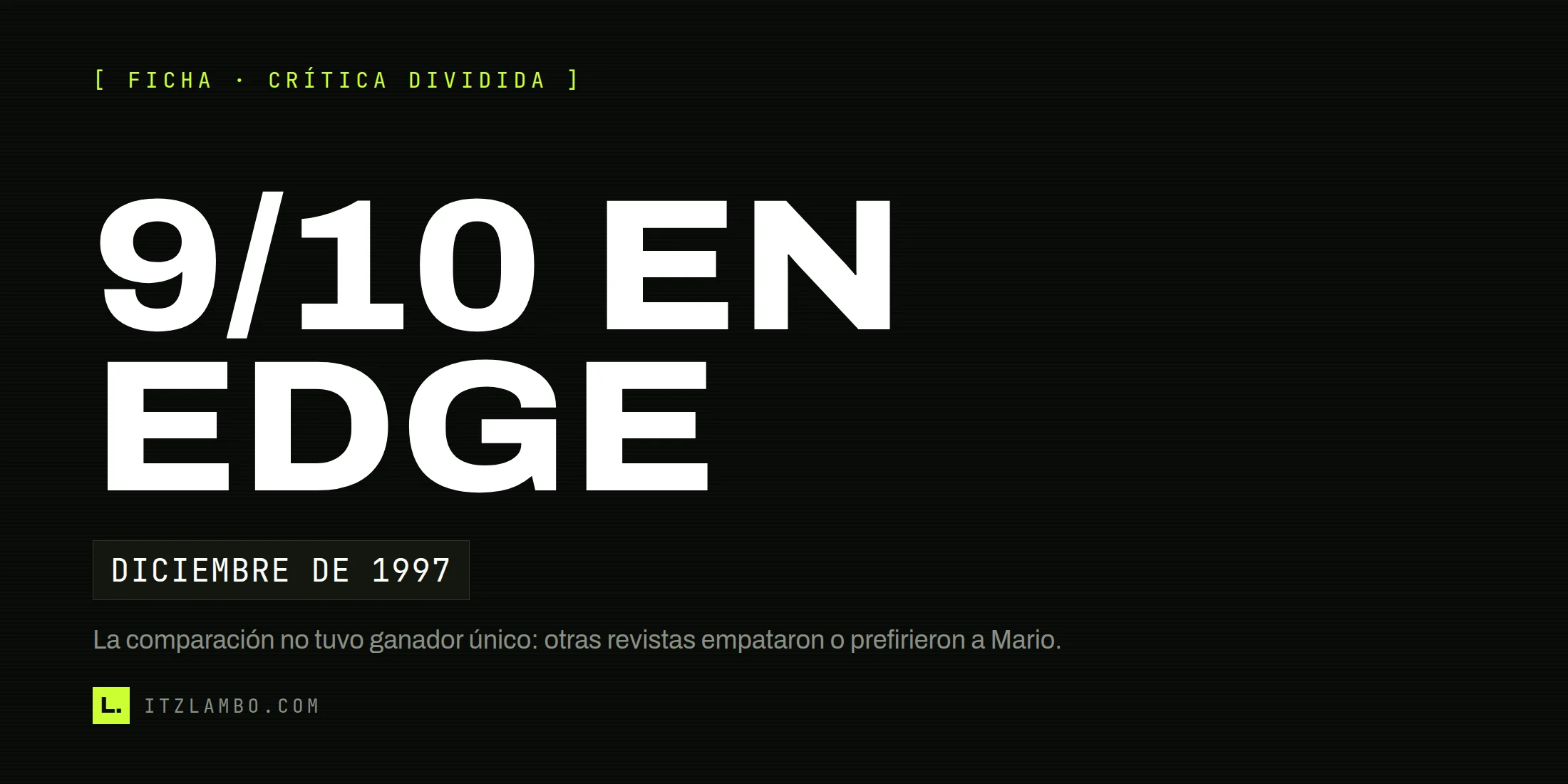 Cartel editorial con el texto 9/10 en grande y la referencia a Edge de diciembre de 1997.