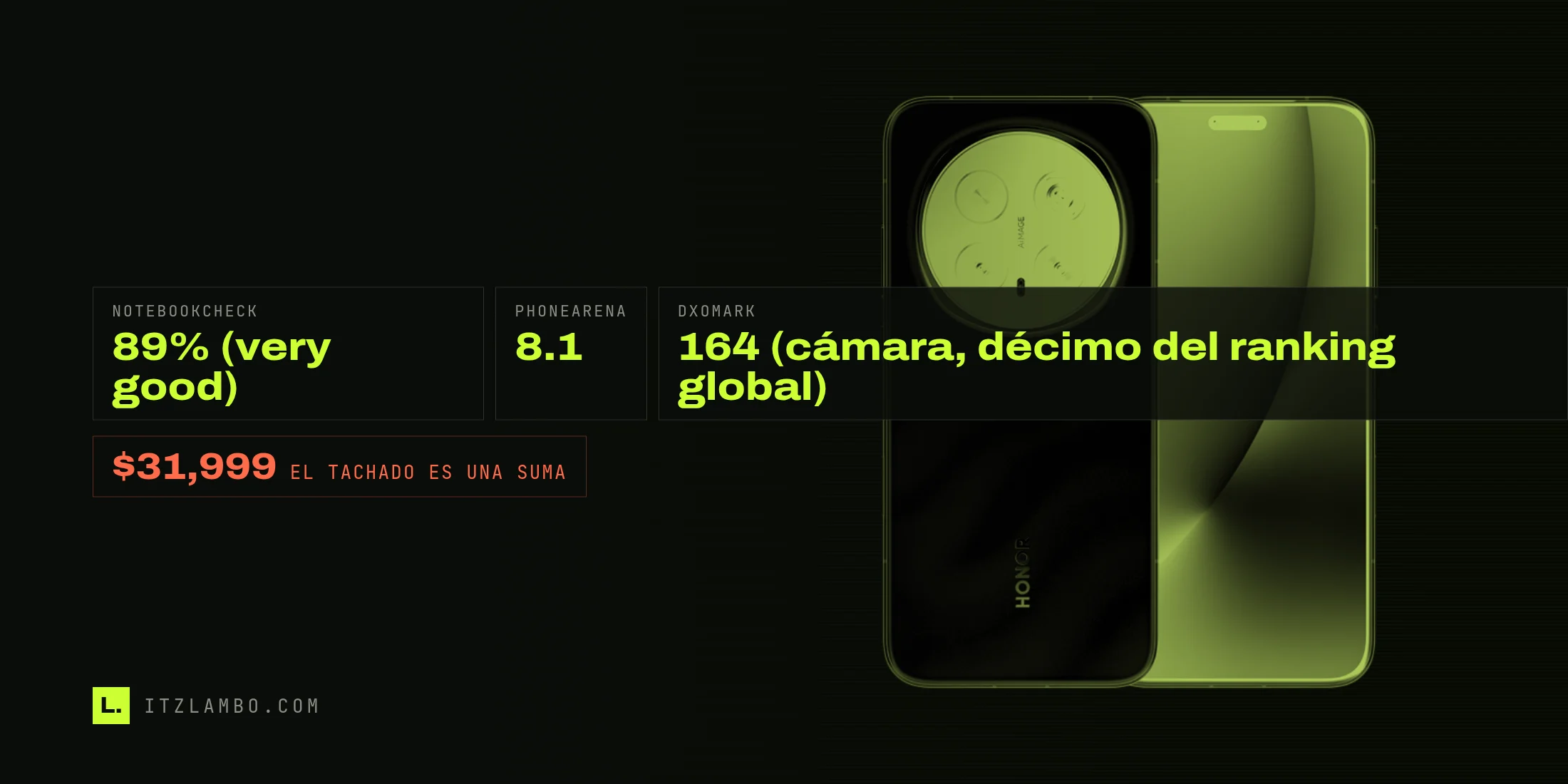 El HONOR Magic8 Pro en acabado Amanecer Dorado, de espaldas y de frente sobre fondo blanco, con su módulo circular de cuatro cámaras y el logotipo HONOR en la tapa, tratado en el duotono de la casa.