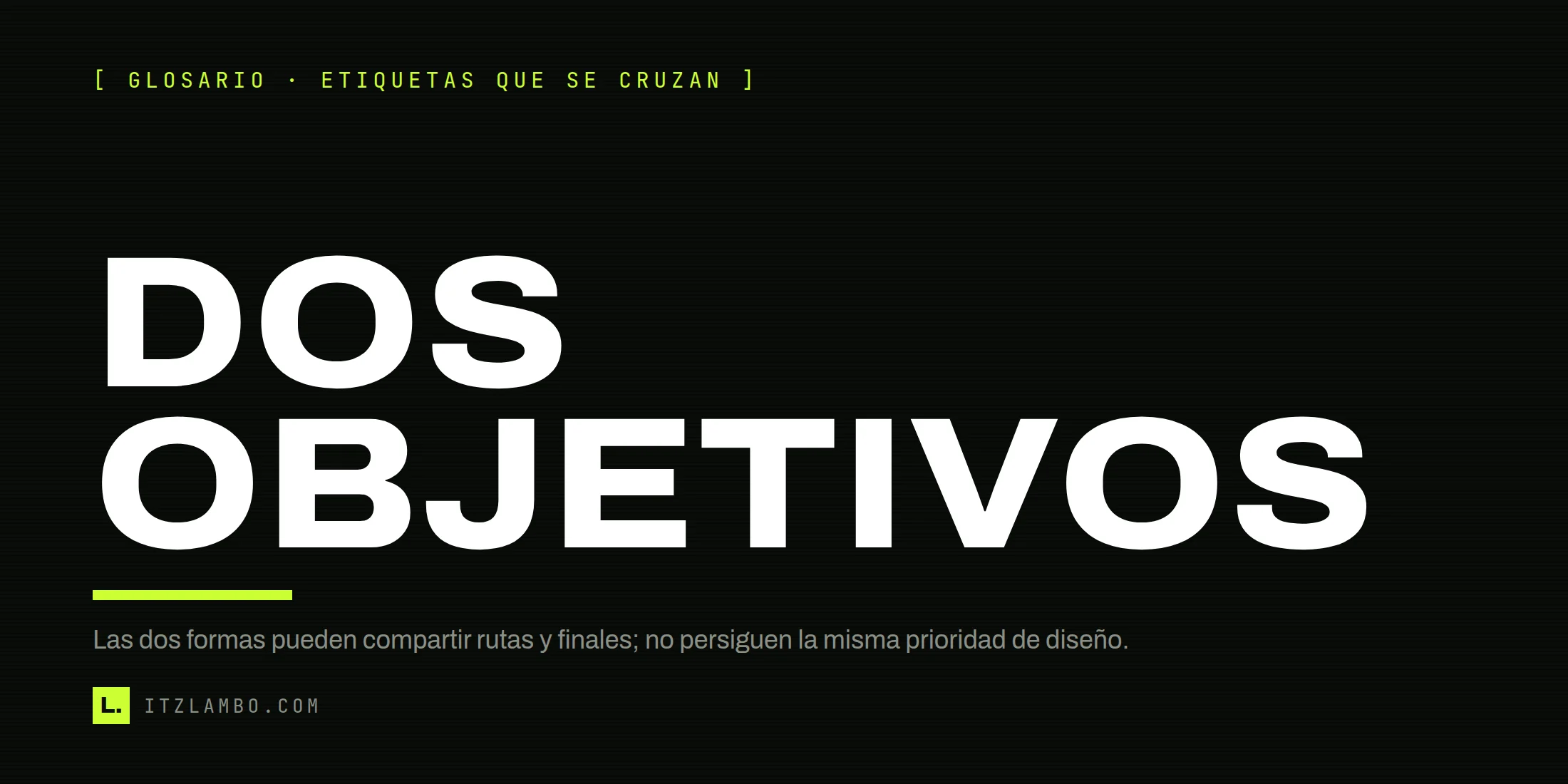 Cartel tipográfico: DOS OBJETIVOS. Las novelas visuales se enfocan en la historia; los dating sims, en las relaciones.