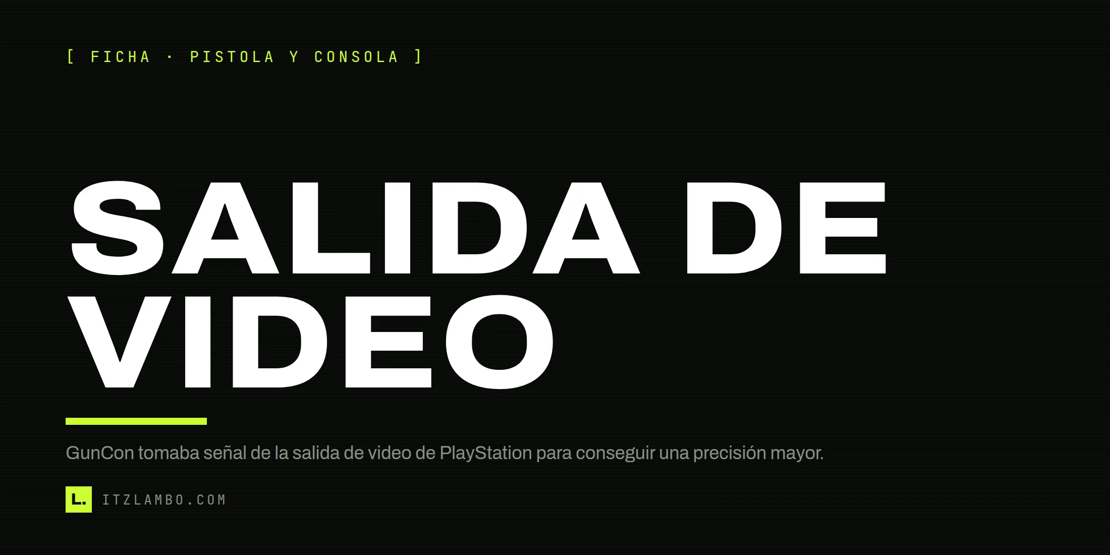 Cartel tipográfico sobre Point Blank que destaca la salida de video de PlayStation usada por el GunCon.