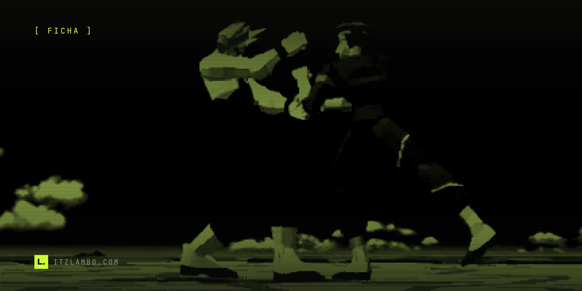 Fotograma de Virtua Fighter en su placa Model 1: Jacky Bryant, de pelo rubio en punta y traje granate, lanza un puño vendado contra Pai Chan, de chaqueta azul con ribete dorado, faja roja y trenza al vuelo, sobre el suelo de losas del escenario y un cielo azul con nubes.